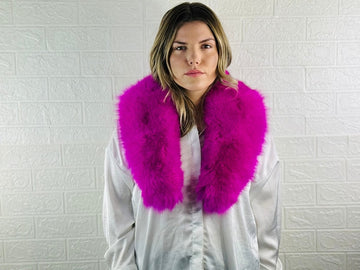 Fuchsia Fox fur collar scarf
